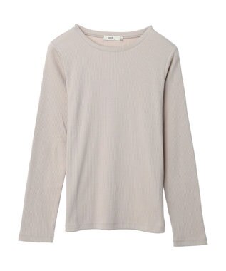 earth music&ecology チェーンリブクルーネックプルオーバー Beige