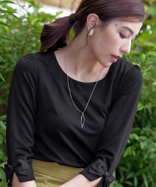 Tiaclasse 【洗える】グログランリボンカットトップス ブラック