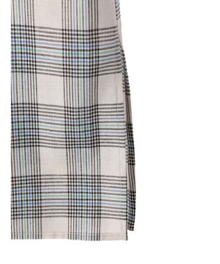 Green Parks 綿麻混バンドカラーシャツワンピース Check