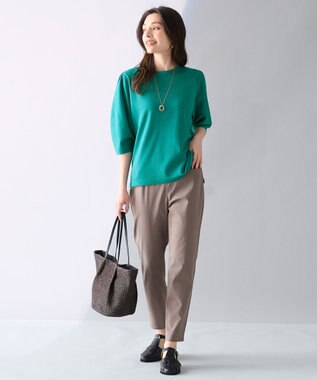 ANY 【洗濯機可】パフスリーブニットプルオーバー エメラルド