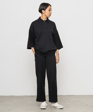 HAAG スマイルコットン SIDE RIB SWEAT PANTS スウェットパンツ ブラック