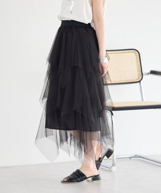 earth music&ecology 2wayレイヤードチュールスカート Black