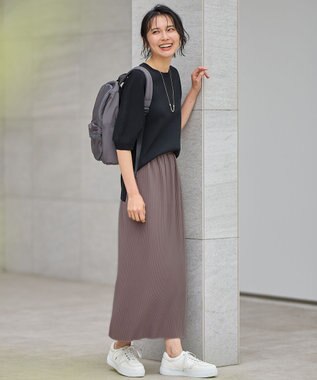ANY 【洗濯機可】プリーツジャージタイトスカート モカ