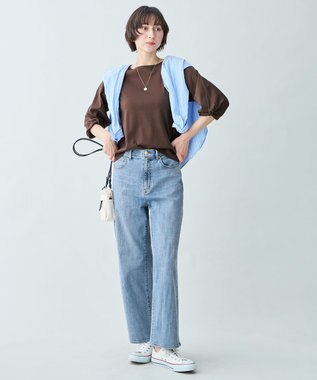 ANY L 【WEB限定】シルケットスムースツイストスリーブカットソー ブラウン