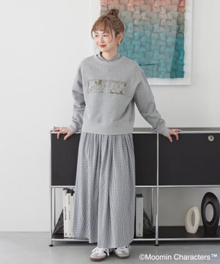 AMERICAN HOLIC Moomin コミック柄プリント裏毛プルオーバー Light Gray Mixture