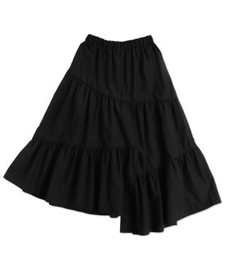 WEGO 【ウエストゴム】ランダムフリルロングスカート ブラック