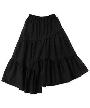WEGO 【ウエストゴム】ランダムフリルロングスカート ブラック