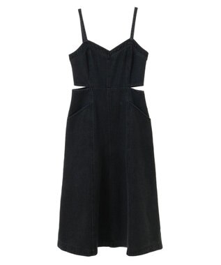 earth music&ecology サイドカットデニムキャミワンピース Black
