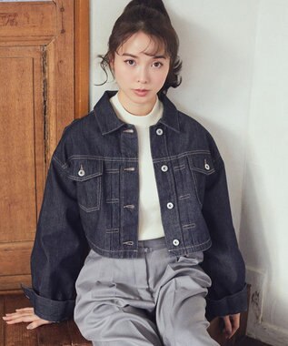 earth music&ecology ショートデニムジャケット Indigo