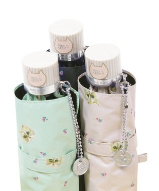 MOONBAT 【 遮光率100％/遮熱/UV/軽量】PAUL&JOE ACCESSOIRES(ポール&ジョー) 晴雨兼用日傘 ジプシー ネコ 折りたたみ傘 ミントグリーン