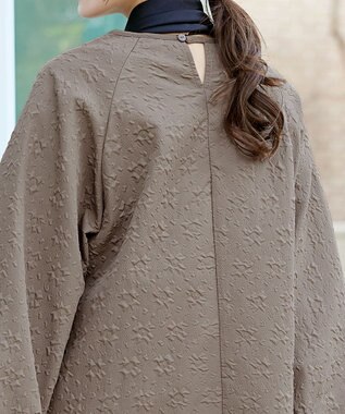 Tiaclasse 【洗える】ふくれジャガードバルーンスリーブチュニックブラウス モカ