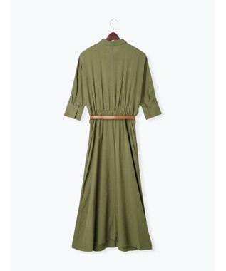 Te chichi ベルト付きレーヨンリネンシャツワンピース カーキ