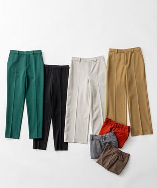 自由区 L 【WEB限定カラーあり/洗える/撥水加工】TRギャバ テーパード パンツ ブラック系