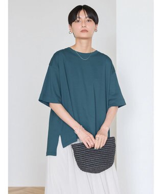 AMERICAN HOLIC 抗菌防臭＋接触冷感クルーネックカットプルオーバー Blue Green