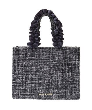 Maison de FLEUR EC限定ツイードフリルスクエアトートSバッグ Black