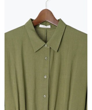 Te chichi ベルト付きレーヨンリネンシャツワンピース カーキ