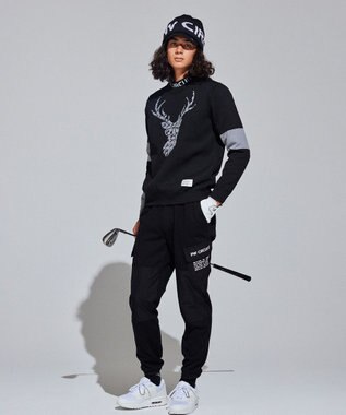 PW CIRCULUS 【イージーケア/軽量】【MEN】 DEER モチーフニット ブラック系