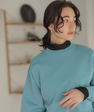 組曲 【WEB限定】フラワーチュールタートルネック カットソー ブラック系