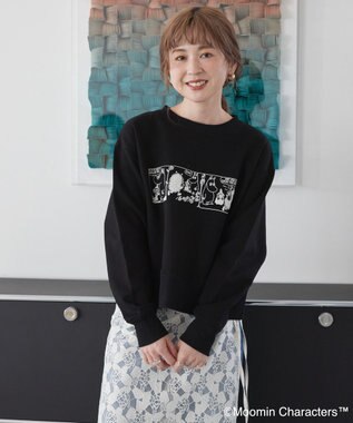 AMERICAN HOLIC Moomin コミック柄プリント裏毛プルオーバー Black