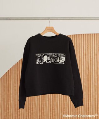 AMERICAN HOLIC Moomin コミック柄プリント裏毛プルオーバー Black