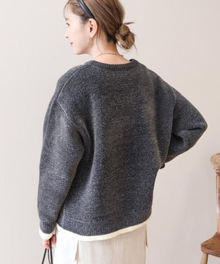 AMERICAN HOLIC バイカラーニットプルオーバー Charcoal Gray