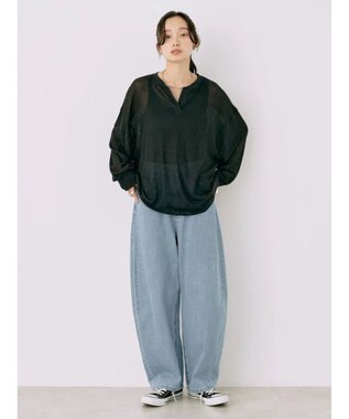 earth music&ecology シアーリブドルマンプルオーバー Black