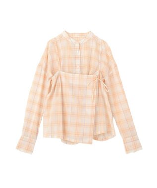 earth music&ecology 【予約】【綿100％】SET2点エプロンライクビスチェ＋シャツ オレンジ