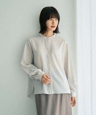 YECCA VECCA 2way裾アレンジパール釦ブラウス