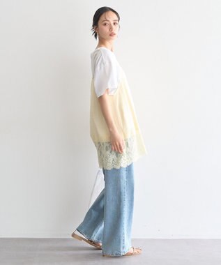 earth music&ecology 【一部WEB限定】レーストリムキャミソール Yellow