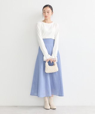 earth music&ecology シアーチェックスカート Blue