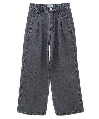 earth music&ecology ダブルタックワイドデニムパンツ Black
