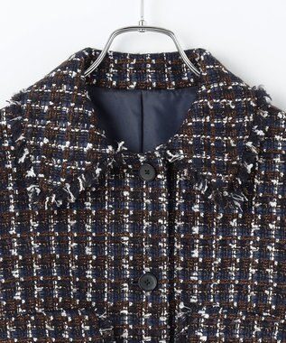 #Newans ツイードブルゾン ネイビー×ブラウン