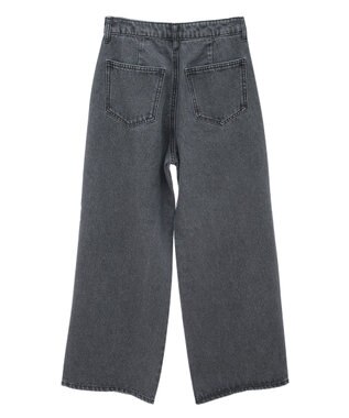 earth music&ecology ダブルタックワイドデニムパンツ Black