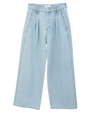 earth music&ecology ダブルタックワイドデニムパンツ Light Indigo