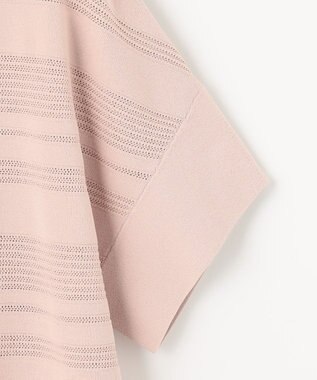 自由区 【洗える】クレープストレッチボーダー ニット ピンク系