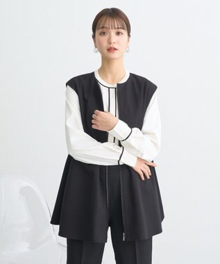 earth music&ecology バイカラータックブラウス Off White