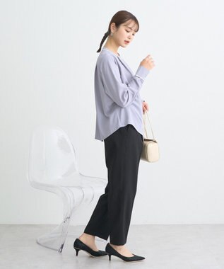 earth music&ecology バイカラータックブラウス Gray