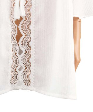 San-ai Resort（三愛水着楽園） 楊柳×レース　羽織り　F【San-ai Resort（サンアイリゾート）】 ホワイト