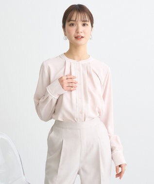 earth music&ecology バイカラータックブラウス Pink Beige