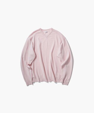 ATON LINEN WOOL BRUSHED | Vネックセーター - UNISEX PINK