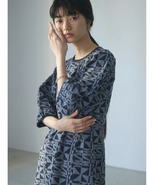 Green Parks ａ．ニットジャガード柄ワンピース Blue