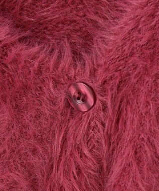 Feroux 【洗える】シャギーショート カーディガン レッド系