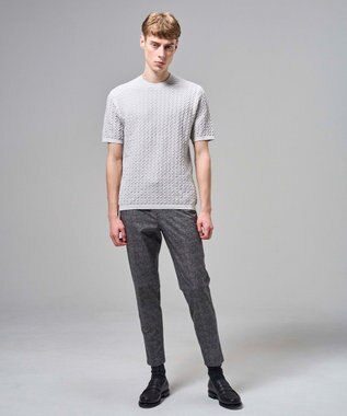 JOSEPH HOMME ドライコットンリンクス　半袖クルーネックニット ライトグレー系