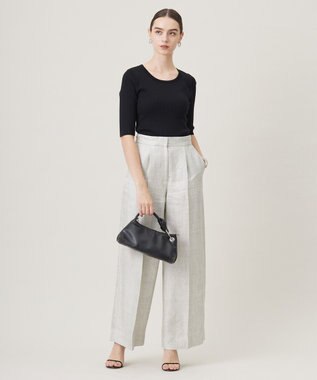 ICB 【日本製】トリアセリネンシャイニーツイル ワイドパンツ ライトグレー系