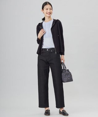 J.PRESS LADIES S 【洗える】BASIC STRETCH DENIM ボーイフィット パンツ ブラック系