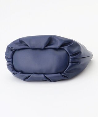 LA BAGAGERIE シープレザー ギャザーハンドル2wayラウンドトートバッグ ネイビー