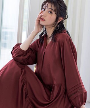 Tiaclasse 【洗える】大人可愛いティアードワンピース レンガ