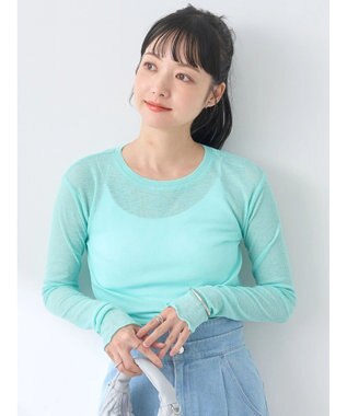 earth music&ecology シアーリブロゴ刺繍プルオーバー Mint Green