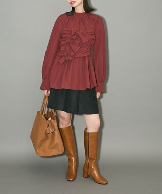 Green Parks リボンデザインハイネックブラウス Terracotta