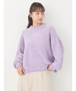 earth music&ecology シャイニーベロアモールプルオーバー Lavender